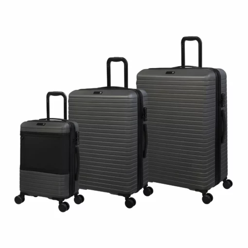 Attuned - 3pc Set (Charcoal) -Suitcase Shop 32772 UK16 2620 08CharcoalgreySSFrontpanel