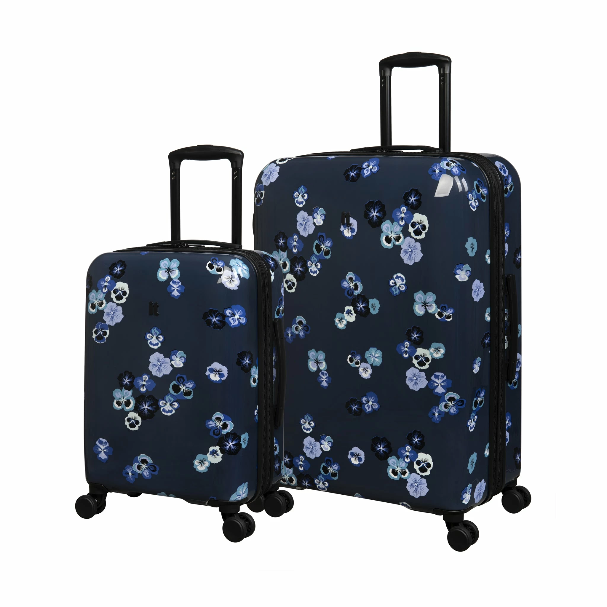 IT Luggage Sheen - 2pc Set (Pansies Floral Blue Depths) 1 IT Luggage Sheen - 2pc Set (Pansies Floral Blue Depths)