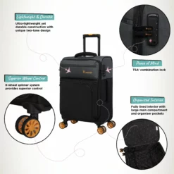 Duo-Tone - Cabin (Pewter & Black) -Suitcase Shop Duo Tone Cabin Black Infographic