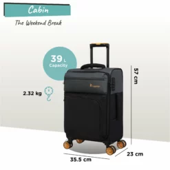 Duo-Tone - Cabin (Pewter & Black) -Suitcase Shop Duo Tone Cabin Black dims weights