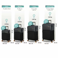 Duo-Tone - Medium (Pewter & Black) -Suitcase Shop Duo Tone Set Black dims weights 46cf0ac8 bb27 4710 b96d dc3a706af0dd
