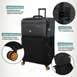 Duo-Tone - Extra Large (Pewter & Black) -Suitcase Shop Duo Tone XLarge Black Infographic