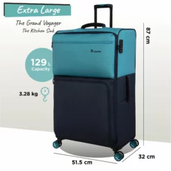 Duo-Tone - Extra Large (Capri Breeze / Dress Blues) 19 Duo-Tone - Extra Large (Capri Breeze / Dress Blues) -Suitcase Shop Duo Tone XLarge Capri dims weights