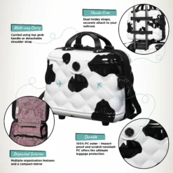IT Luggage Indulging - Vanity Case (Moo Cow Print) -Suitcase Shop Indulging Moo Vanity Infographic