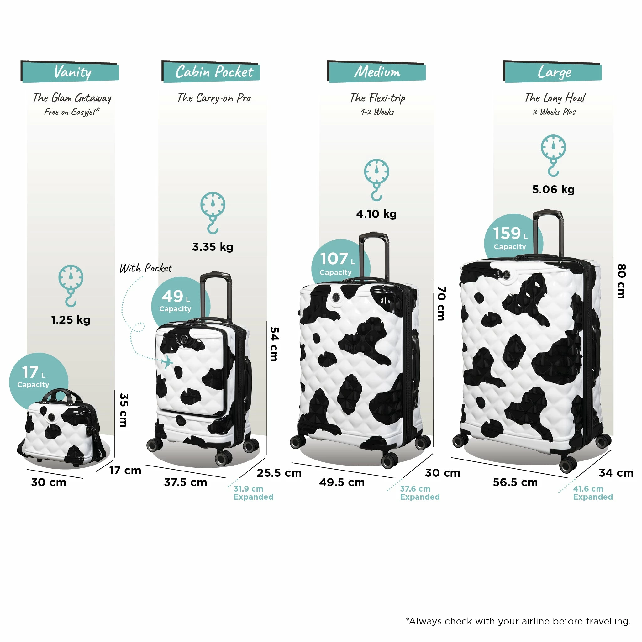 IT Luggage Indulging II - 4pc Set (Moo Cow Print) 2 IT Luggage Indulging II - 4pc Set (Moo Cow Print) - Image 2