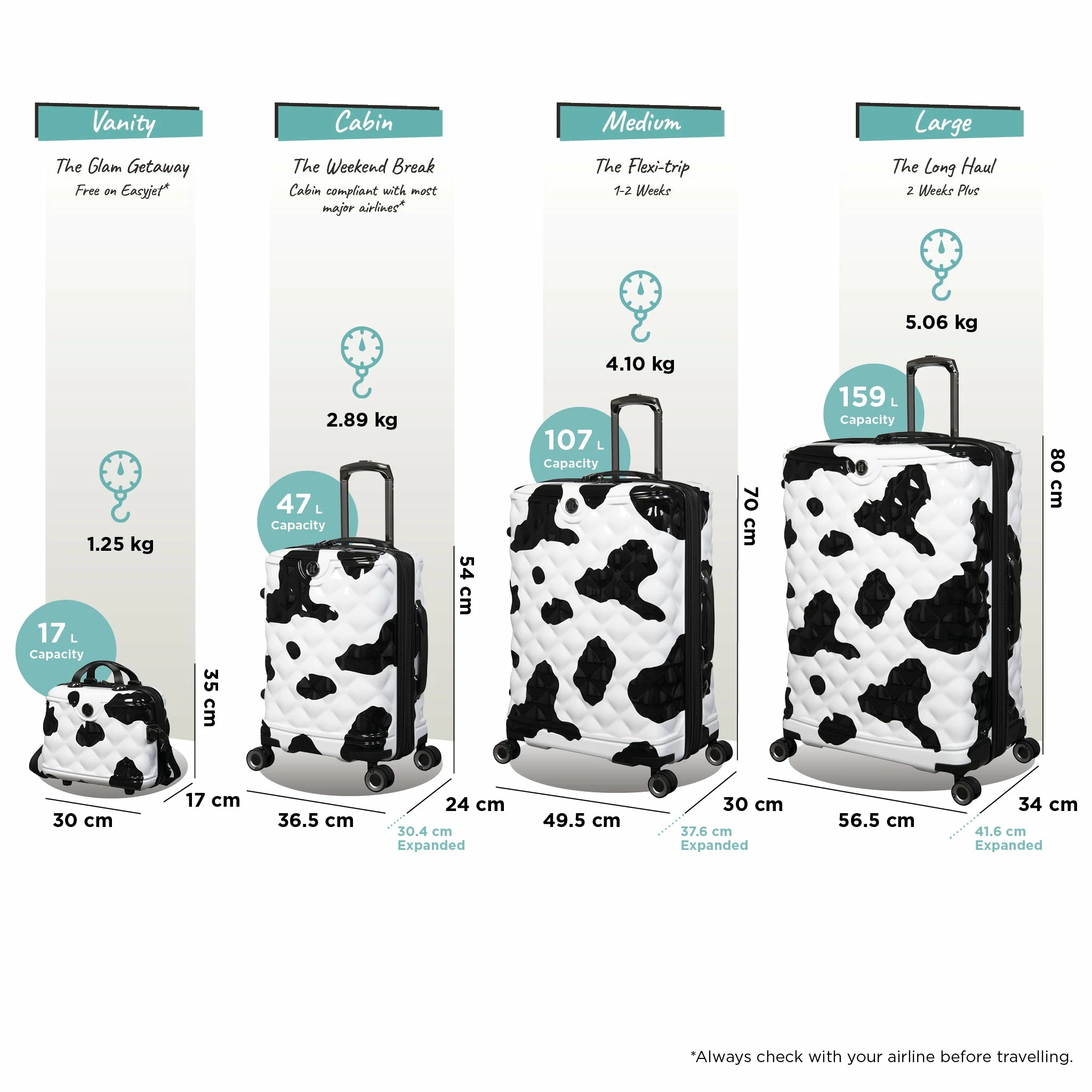 IT Luggage Indulging - 4pc Set (Moo Cow Print) 3 IT Luggage Indulging - 4pc Set (Moo Cow Print) - Image 3
