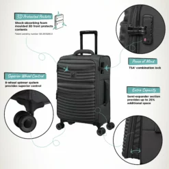 IT Luggage Precursor - Cabin (Charcoal) -Suitcase Shop Precursor Cabin Charcoal Infographic