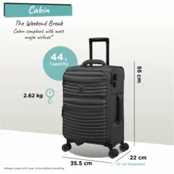 IT Luggage Precursor - Cabin (Charcoal) -Suitcase Shop Precursor Cabin Charcoal dims weights