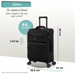 IT Luggage Precursor - Cabin (Black) 17 IT Luggage Precursor - Cabin (Black) -Suitcase Shop Precursor Cabin black dims weights