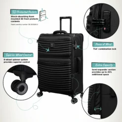 IT Luggage Precursor - Medium Plus (Black) -Suitcase Shop Precursor Med Black Infographic