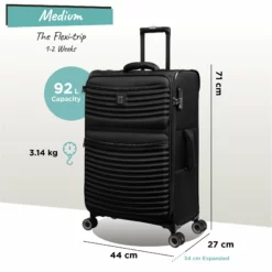 IT Luggage Precursor - Medium Plus (Black) -Suitcase Shop Precursor Med black dims weights