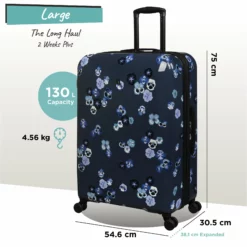IT Luggage Sheen - 2pc Set (Pansies Floral Blue Depths) 19 IT Luggage Sheen - 2pc Set (Pansies Floral Blue Depths) -Suitcase Shop Sheen Pansies Large dims weights