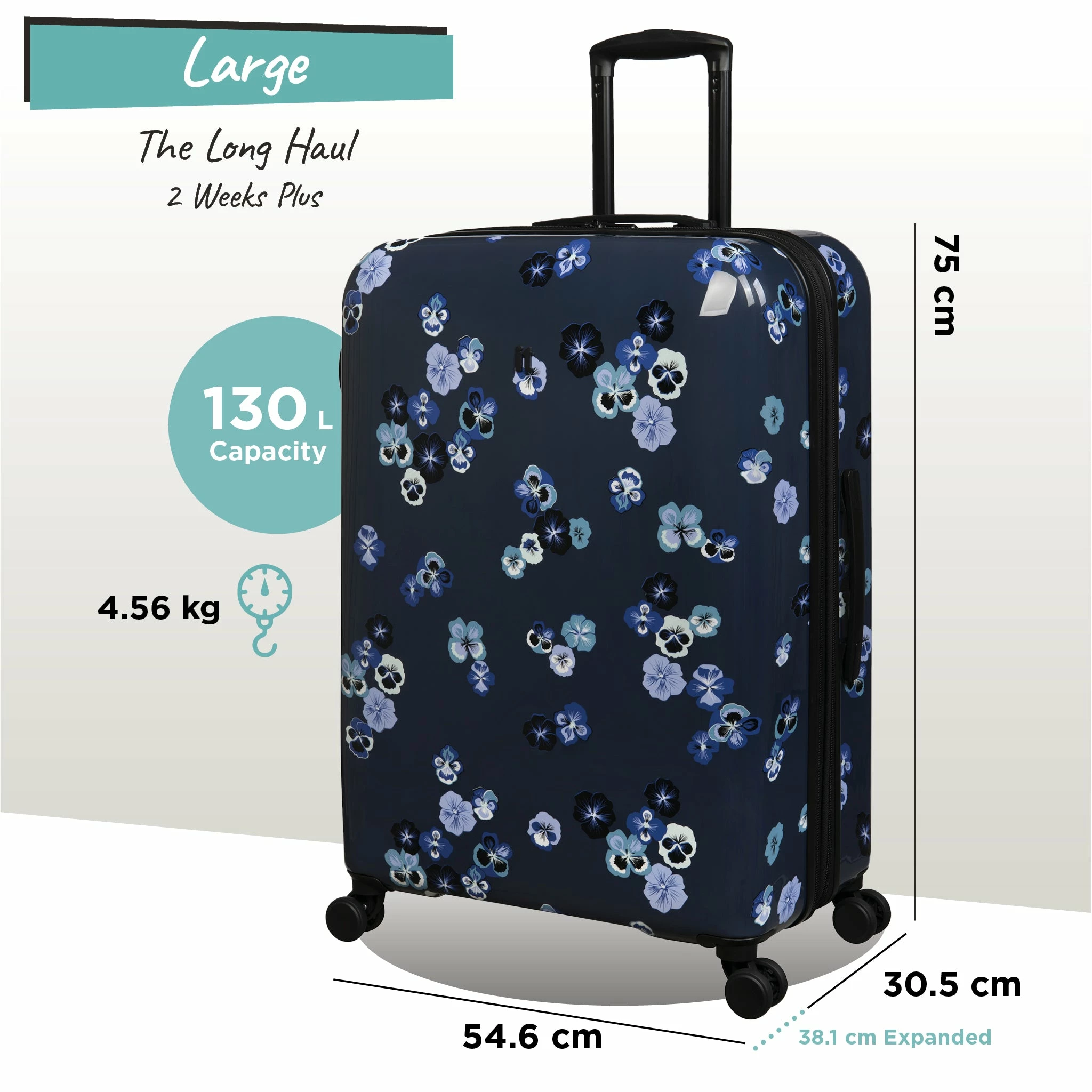 IT Luggage Sheen - 2pc Set (Pansies Floral Blue Depths) 9 IT Luggage Sheen - 2pc Set (Pansies Floral Blue Depths) - Image 9