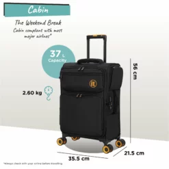 Simultaneous - Cabin (Black) -Suitcase Shop Simultaneous Cabin Blk dims weights