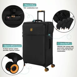 Simultaneous - 3pc Set (Black) -Suitcase Shop Simultaneous Large Blk Infographic