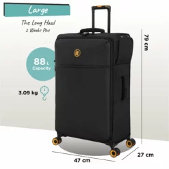 Simultaneous - Large (Black) -Suitcase Shop Simultaneous Large Blk dims weights