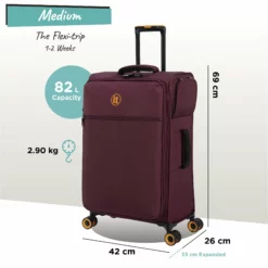 Simultaneous - Medium (French Port) -Suitcase Shop Simultaneous Med French Port dims weights