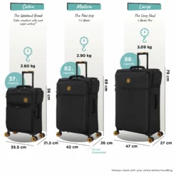Simultaneous - Medium (Black) -Suitcase Shop Simultaneous Set Blk dims weights 7e46d8d0 80a8 42ac 9566 45a0e3856b0a