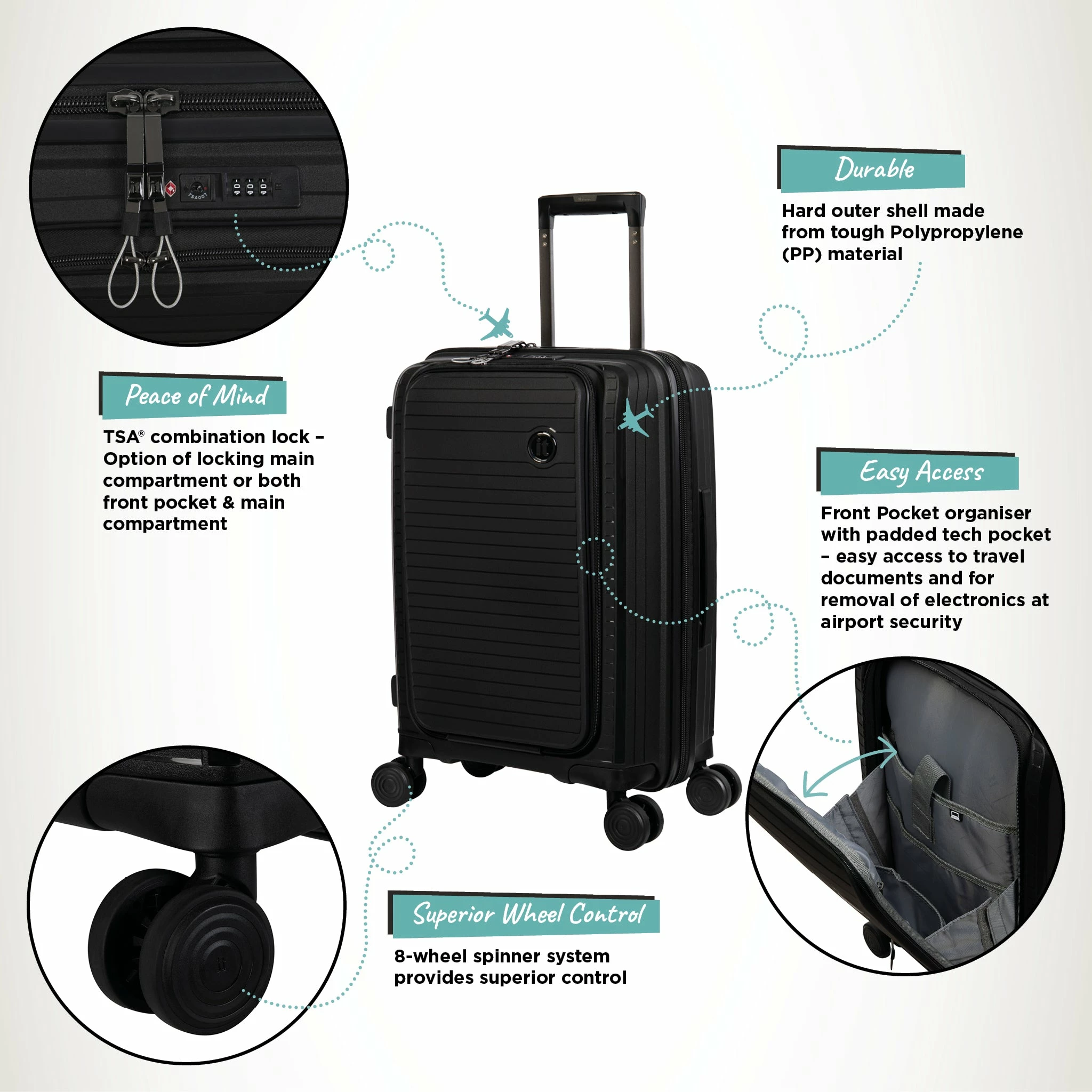IT Luggage Spontaneous II - 3pc Set (Black) 4 IT Luggage Spontaneous II - 3pc Set (Black) - Image 4