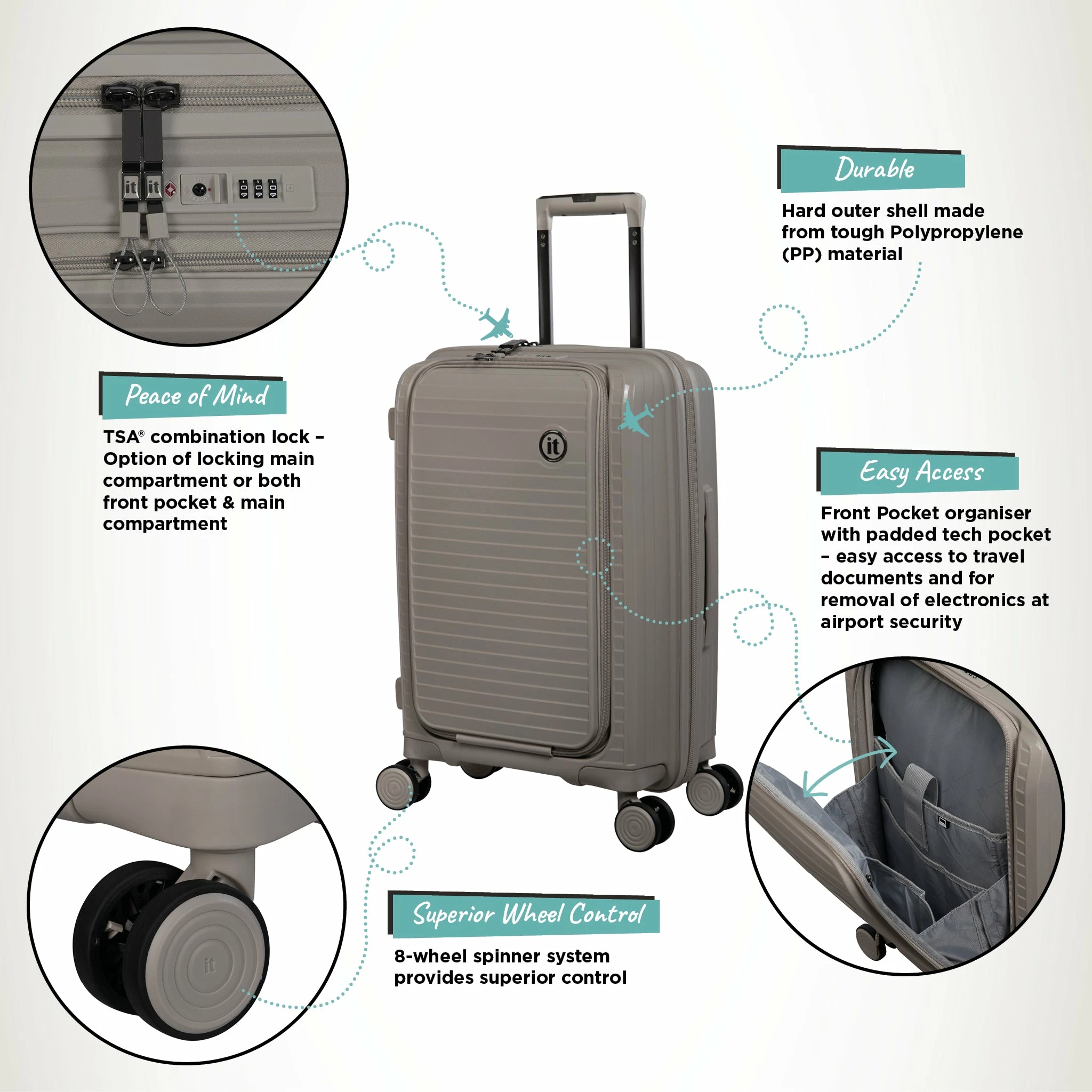 IT Luggage Spontaneous II - 3pc Set (Feather Grey) 4 IT Luggage Spontaneous II - 3pc Set (Feather Grey) - Image 4