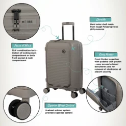 IT Luggage Spontaneous II - Cabin With Pocket (Feather Grey) -Suitcase Shop Spontaneous Cabin Pocket Feather Infographic 6d6f967c 6699 46b0 937b 427e64754520