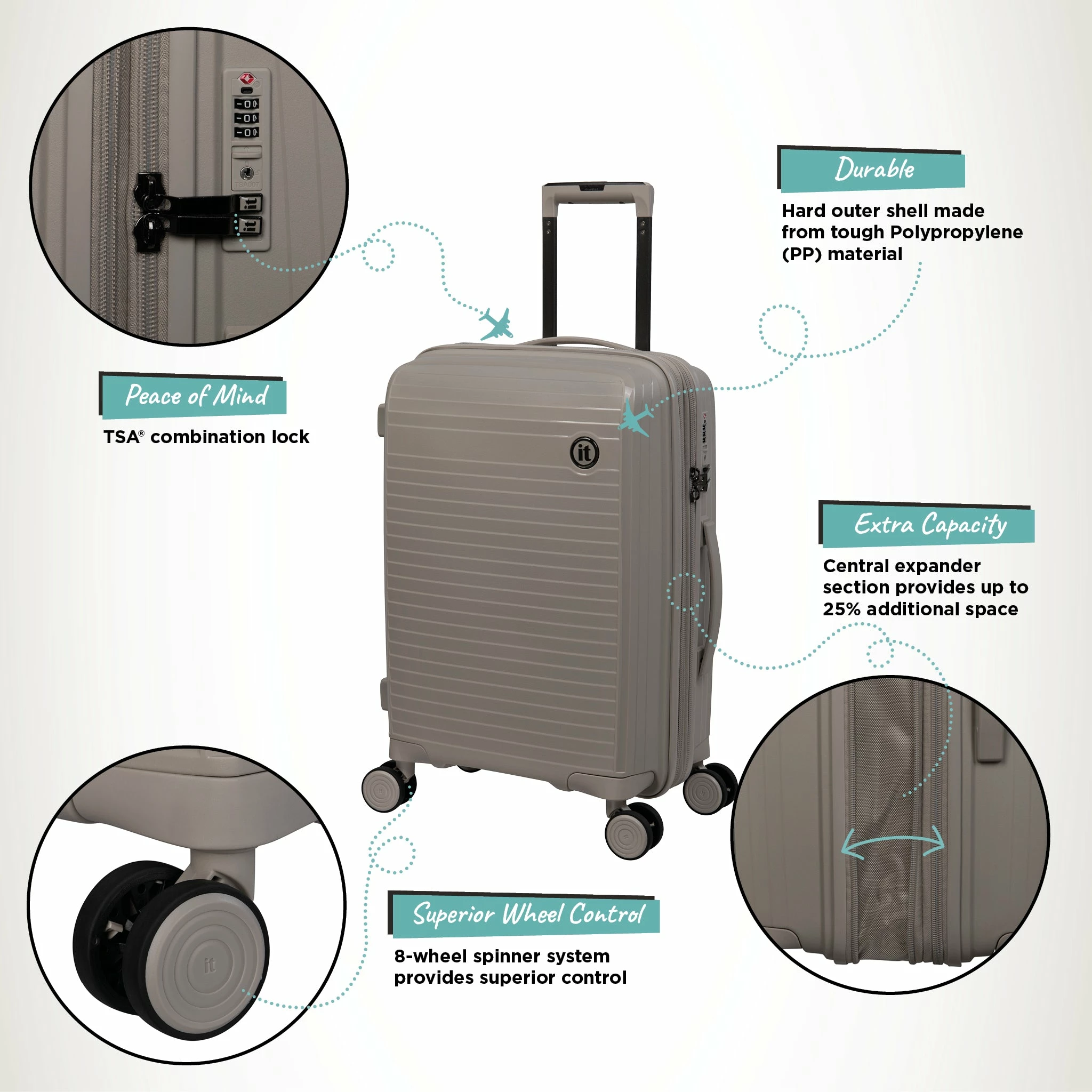IT Luggage Spontaneous - Cabin (Feather Grey) 3 IT Luggage Spontaneous - Cabin (Feather Grey) - Image 3