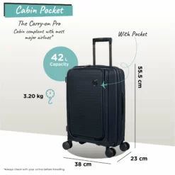 IT Luggage Spontaneous II - Cabin With Pocket (Blueberry) 19 IT Luggage Spontaneous II - Cabin With Pocket (Blueberry) -Suitcase Shop Spontaneous Cabin Pocket blueberry dims weights