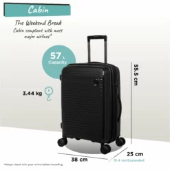 IT Luggage Spontaneous - Cabin (Black) -Suitcase Shop Spontaneous Cabin blk dims weights