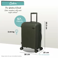 IT Luggage Spontaneous - Cabin (Olive Night) -Suitcase Shop Spontaneous Cabin olive dims weights