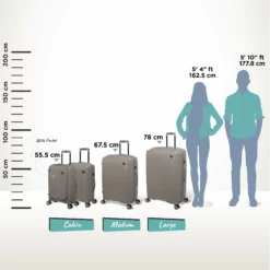 IT Luggage Spontaneous - Large (Feather Grey) -Suitcase Shop Spontaneous Full set Feather Relative Size