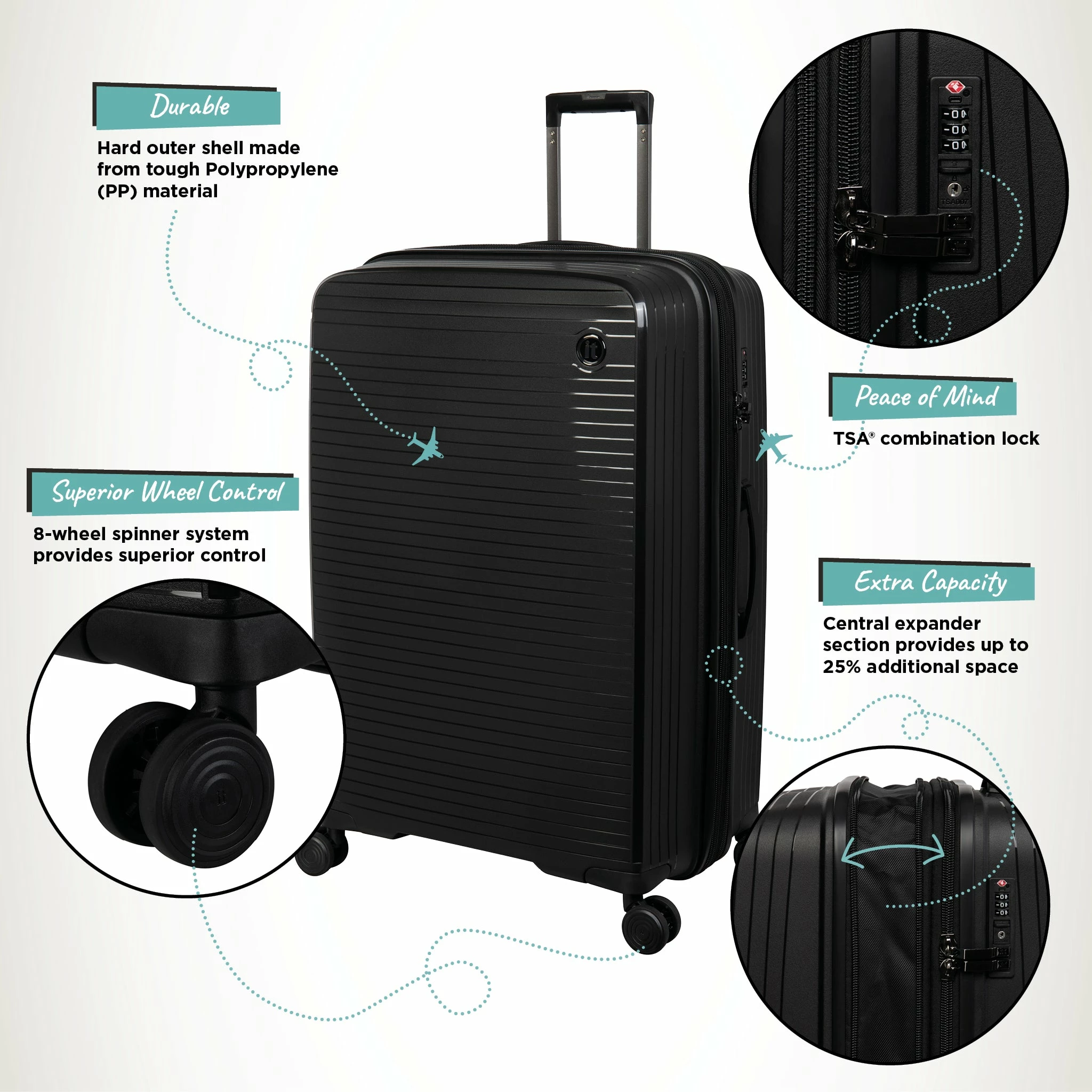 IT Luggage Spontaneous II - 3pc Set (Black) 3 IT Luggage Spontaneous II - 3pc Set (Black) - Image 3