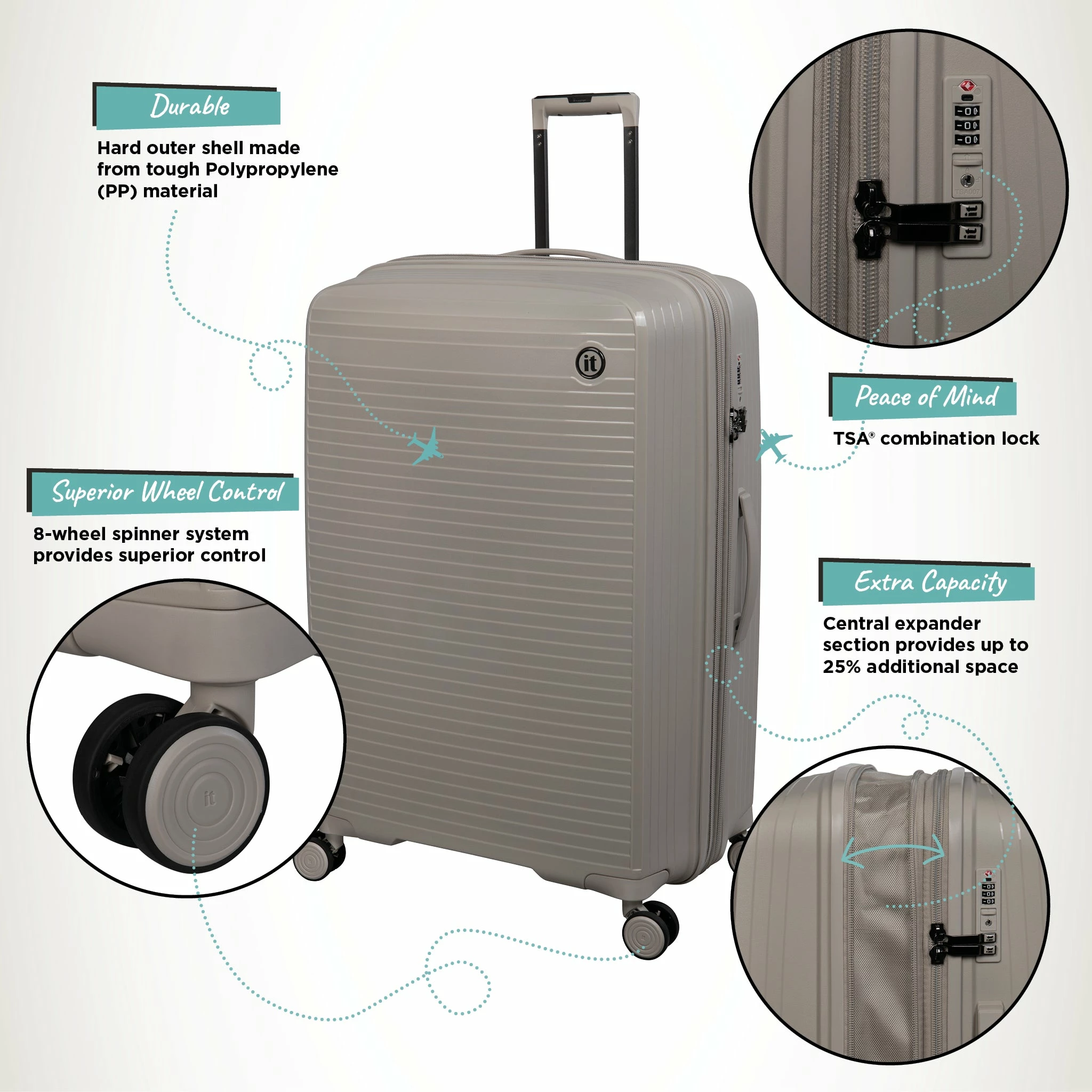 IT Luggage Spontaneous II - 3pc Set (Feather Grey) 3 IT Luggage Spontaneous II - 3pc Set (Feather Grey) - Image 3