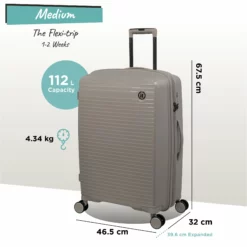 IT Luggage Spontaneous - Medium Plus (Feather Grey) -Suitcase Shop Spontaneous Med Feather dims weights