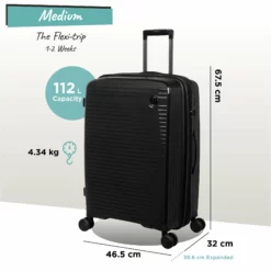 IT Luggage Spontaneous - Medium Plus (Black) -Suitcase Shop Spontaneous Med blk dims weights