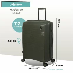 IT Luggage Spontaneous - Medium Plus (Olive Night) -Suitcase Shop Spontaneous Med olive dims weights