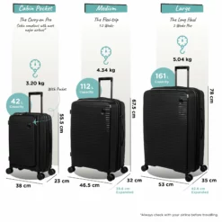 IT Luggage Spontaneous II - 3pc Set (Black) 28 IT Luggage Spontaneous II - 3pc Set (Black) -Suitcase Shop Spontaneous Set Pocket blk dims weights