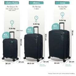 IT Luggage Spontaneous II - 3pc Set (Blueberry) -Suitcase Shop Spontaneous Set Pocket blueberry dims weights