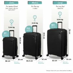 IT Luggage Spontaneous - 3pc Set (Black) -Suitcase Shop Spontaneous Set blk dims weights