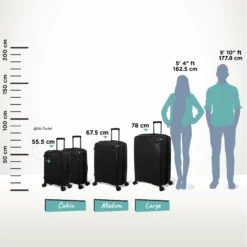 IT Luggage Spontaneous - Large (Black) -Suitcase Shop Spontaneous full set Blk Relative Size