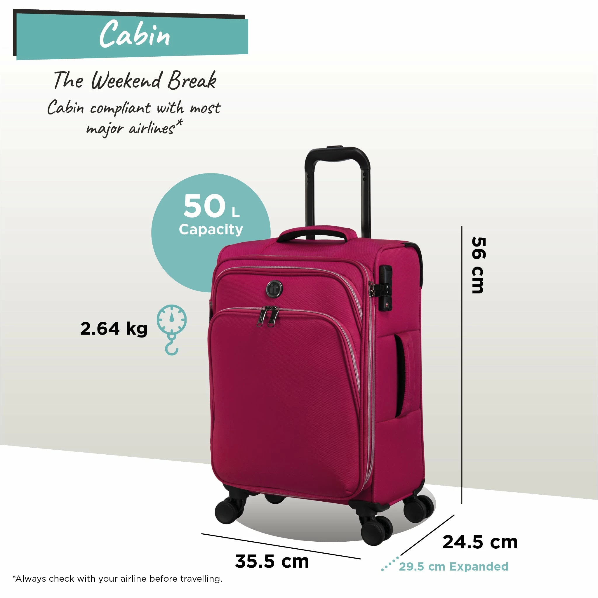 IT Luggage Trinary - Cabin (Viva Magenta) 2 IT Luggage Trinary - Cabin (Viva Magenta) - Image 2
