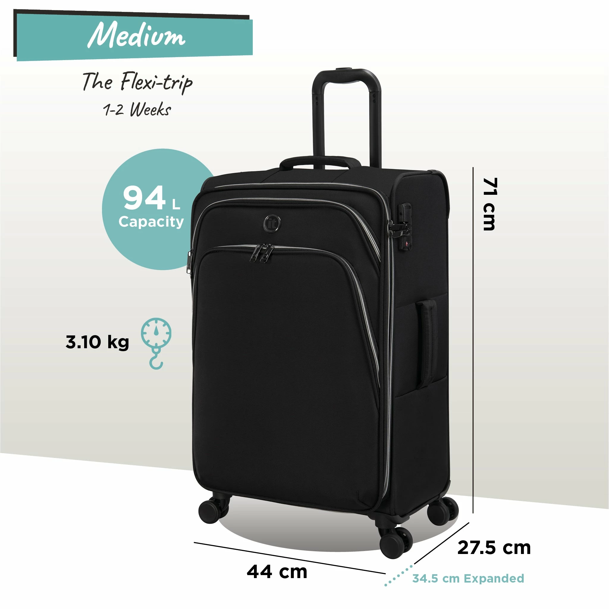 IT Luggage Trinary - Medium (Black) 2 IT Luggage Trinary - Medium (Black) - Image 2