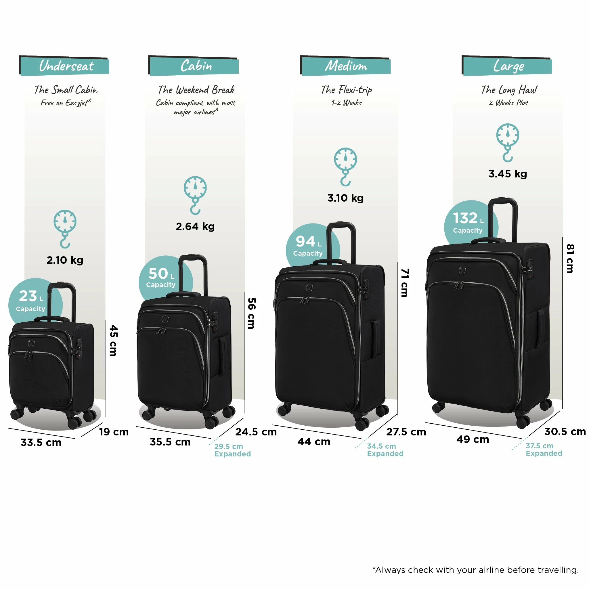 IT Luggage Trinary - 4pc Set (Black) 2 IT Luggage Trinary - 4pc Set (Black) - Image 2
