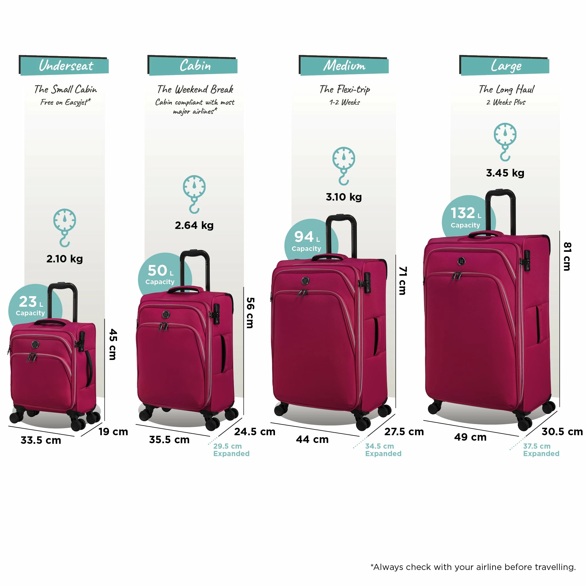 IT Luggage Trinary - Cabin (Viva Magenta) 10 IT Luggage Trinary - Cabin (Viva Magenta) - Image 10
