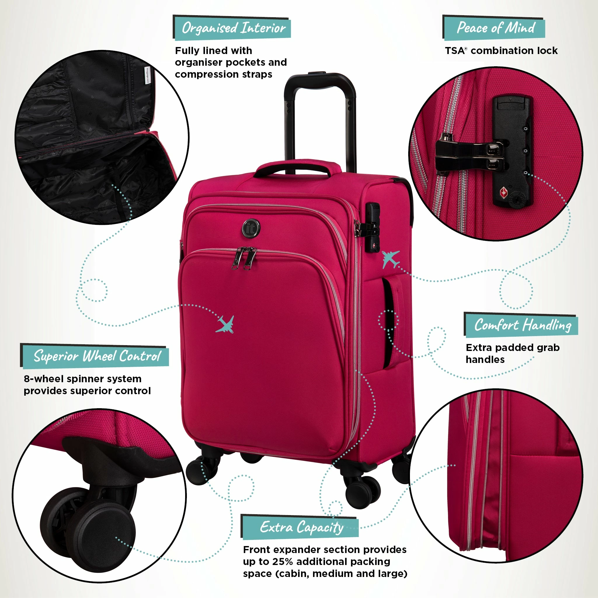 IT Luggage Trinary - Cabin (Viva Magenta) 3 IT Luggage Trinary - Cabin (Viva Magenta) - Image 3